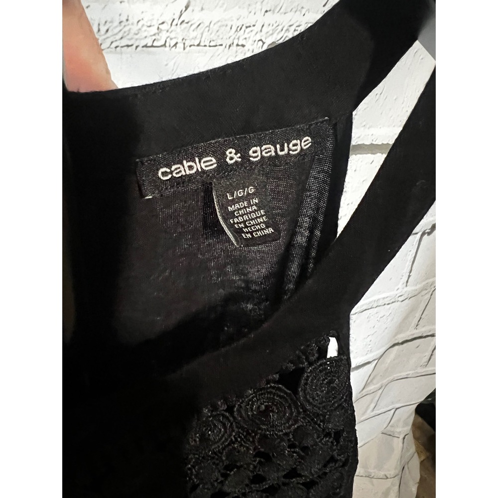 Cable & Gauge Womens Black Crochet Lace Bib Halter Neck Sleeveless Tank Top L - Picture 4 of 5